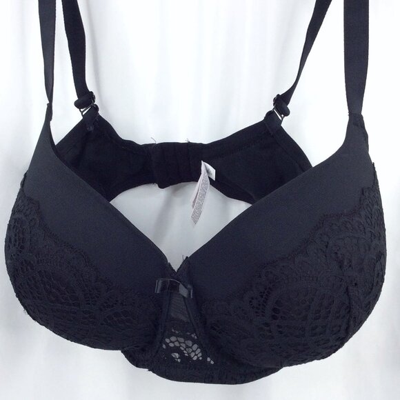 Auden Lightly Lined Underwired Bra 44D Black Lace Back Closure - Picture 3 of 6